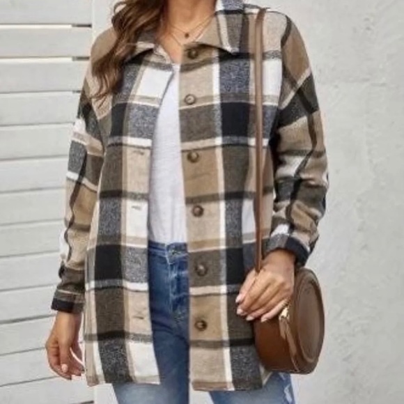 Tops - BROWN PLAID SHACKET